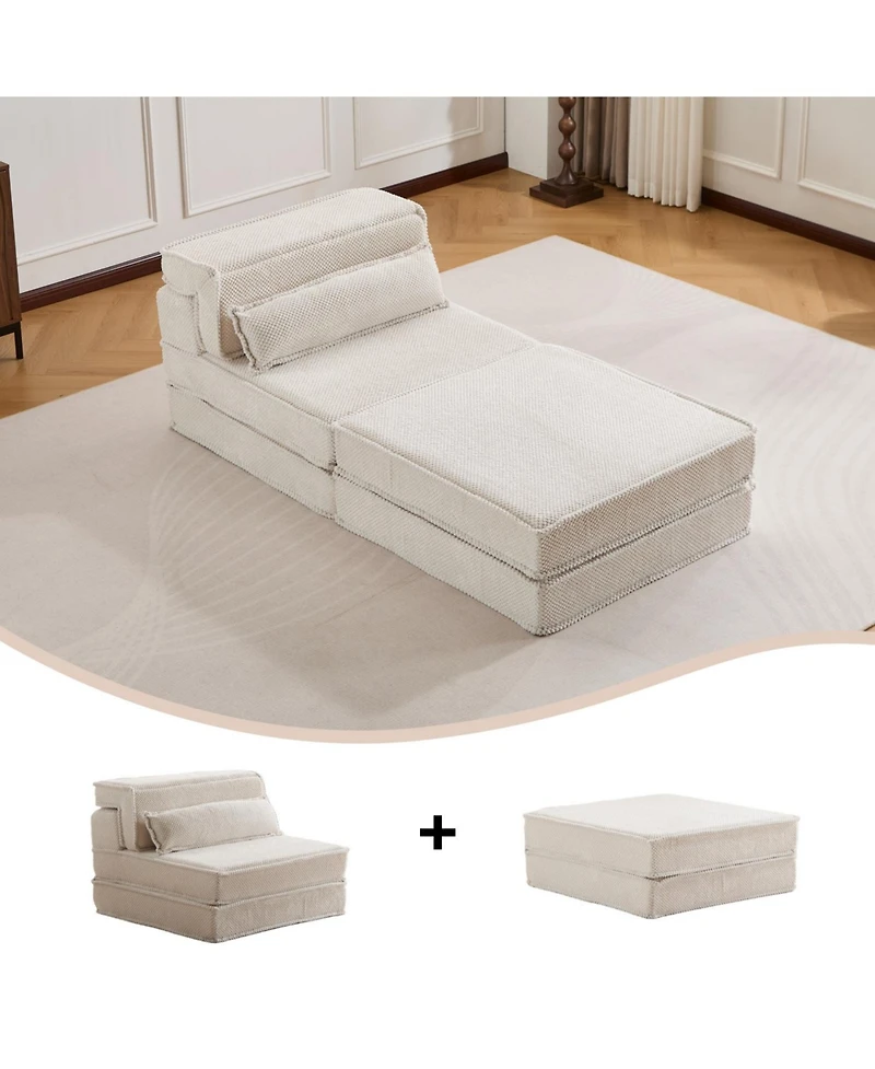 Streamdale Compression Sofa, Convertible Floor Sofa Bed, White