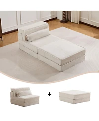 Streamdale Compression Sofa, Convertible Floor Sofa Bed, White