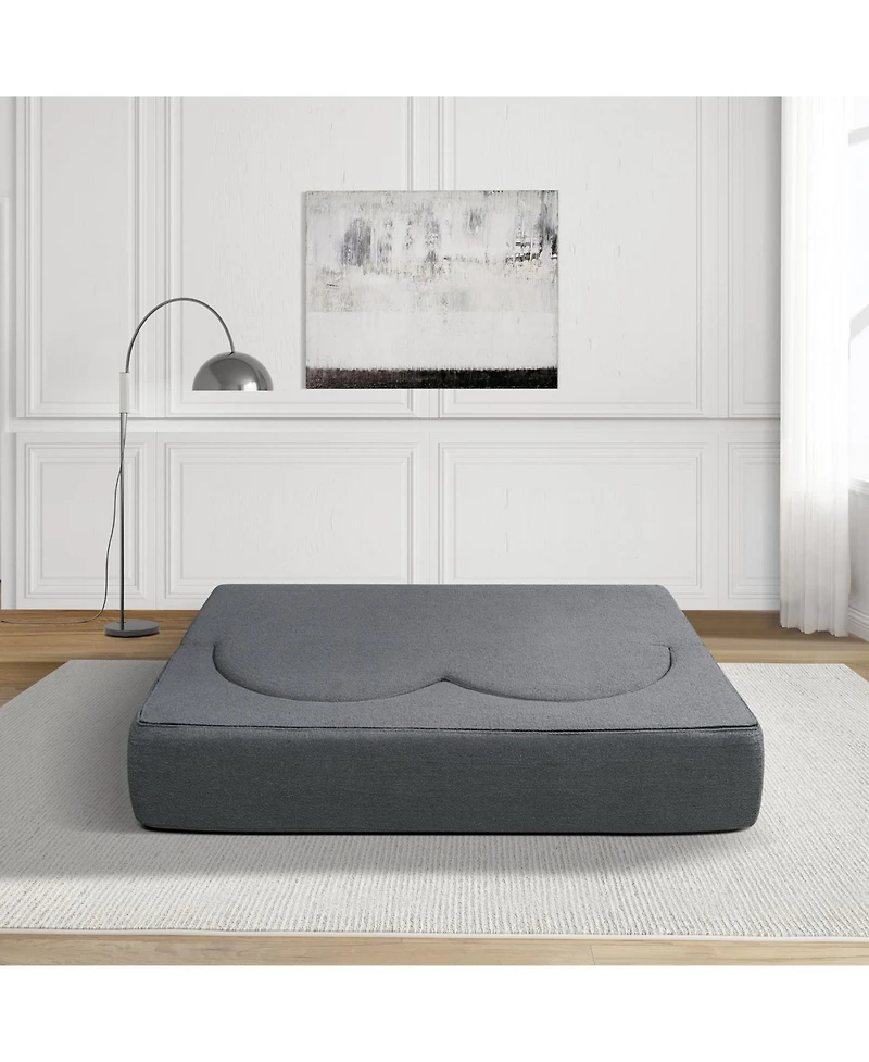 Streamdale Furniture Streamdale Gray Teddy Bear Fabric Folding Sofa Bed Sleeper Futon