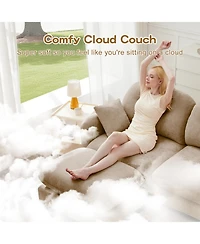 Streamdale Furniture Streamdale Three-Seater Modular Chenille Sectional Couch with Tufted Cushions, Camel