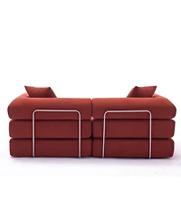 Streamdale Furniture Modular Sofa Bed for Apartment, Convertible Sofa Bed, Corduroy, Ancora Red