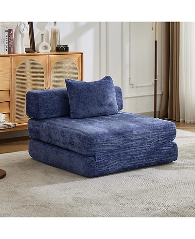 Streamdale Furniture Streamdale Compression Sofa, Convertible Floor Sofa Bed, Single Seater Modular Sectional, Dark Blue