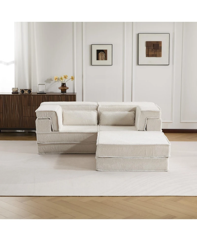 Streamdale Furniture Streamdale Compression Sofa, Convertible Floor Sofa Bed, White