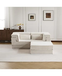 Streamdale Furniture Streamdale Compression Sofa, Convertible Floor Sofa Bed, White