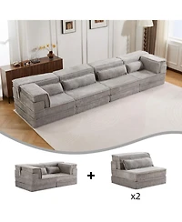 Streamdale Compression Sofa, Convertible Floor Sofa Bed, Modular Sectional Sofa, 4 Seater