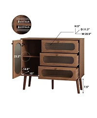 Streamdale Furniture Streamdale Accent Cabinet with 3 Drawers, Wooden Storage Cabinet with Shelves, Natural