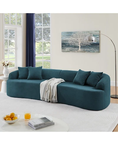 Streamdale Furniture Streamdale Curved Modular Lamb's Wool Sectional Sofa - Blue