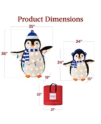 Best Choice Products 2-Piece Lighted 3ft Pop-Up Penguin Family Outdoor Christmas Decoration w/ 150 Led Lights