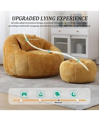 Streamdale Furniture Modern Bean Bag Chair with Ottoman for Adults