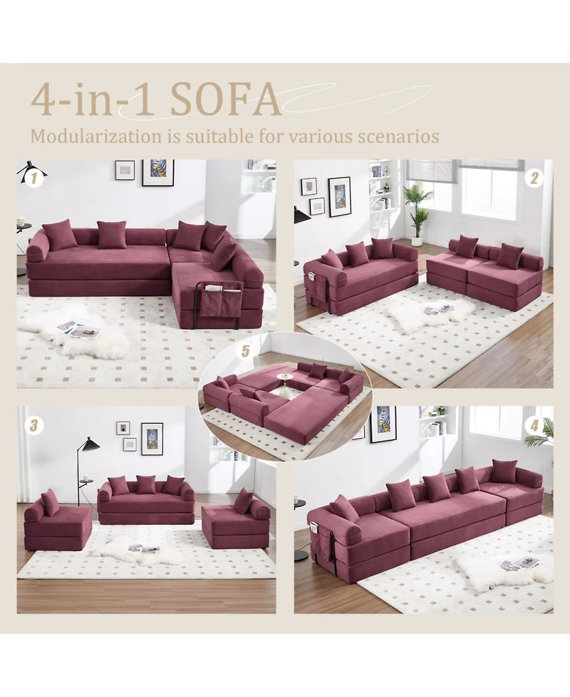 Streamdale Convertible Folding Sofa Bed with Pillow Back Handrail