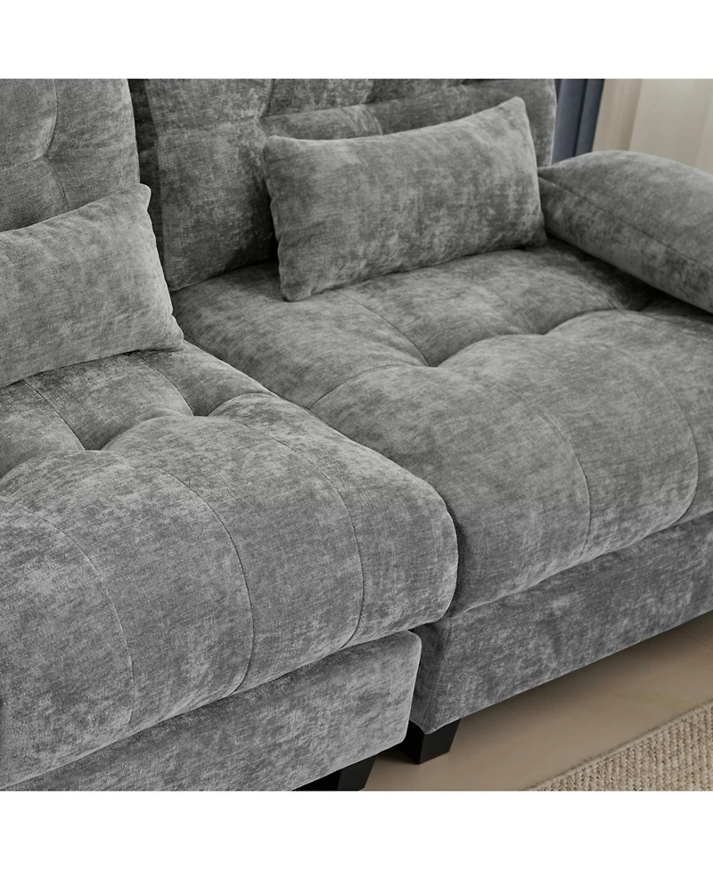 Streamdale Furniture 67" Loveseat with Adjustable Backrest, Chenille Fabric & 2 Pillows