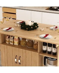 Streamdale Multi-Functional Folding Table with Storage Shelves and Wheels