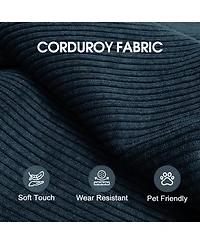 Streamdale Furniture 78.8" Corduroy Compression Sofa Bed with Pillow, Blue