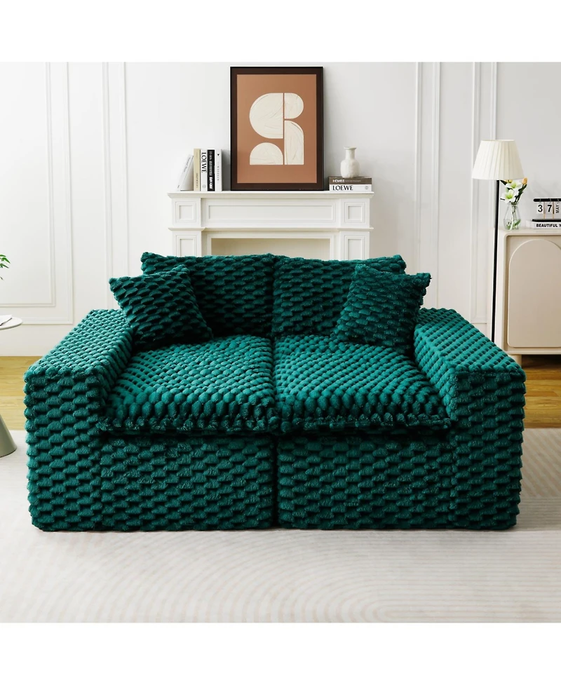Streamdale Furniture Luxury Green Turtle Velvet Multifunctional Sofa