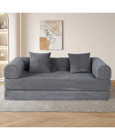 Streamdale Furniture 2-in-1 Foldable Sofa Bed, 75 Inch Convertible Sleeper Couch with Memory Foam Mattress