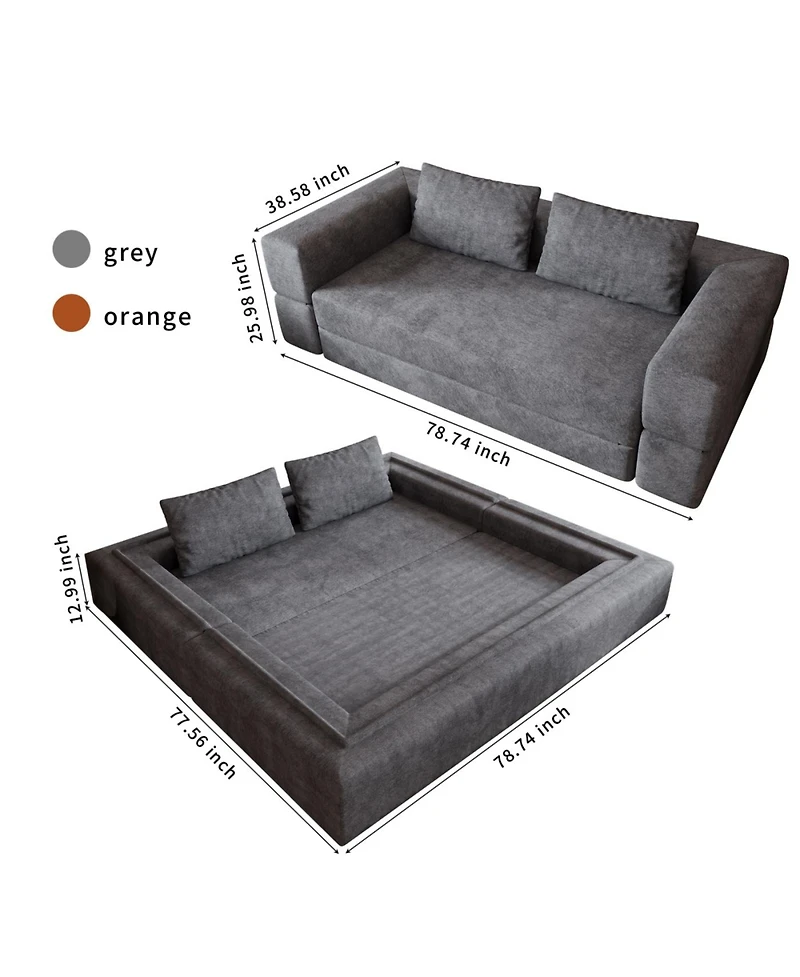 Streamdale Furniture Grey Sofa Bed with Rectangle Pillow and Cushions