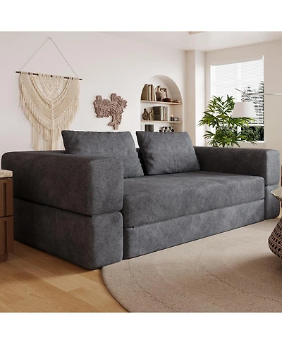 Streamdale Furniture Grey Sofa Bed with Rectangle Pillow and Cushions