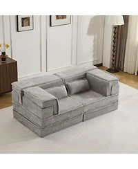Streamdale Furniture Streamdale Compression Sofa, Convertible Floor Sofa Bed, Modular Sectional Sofa, Light Grey