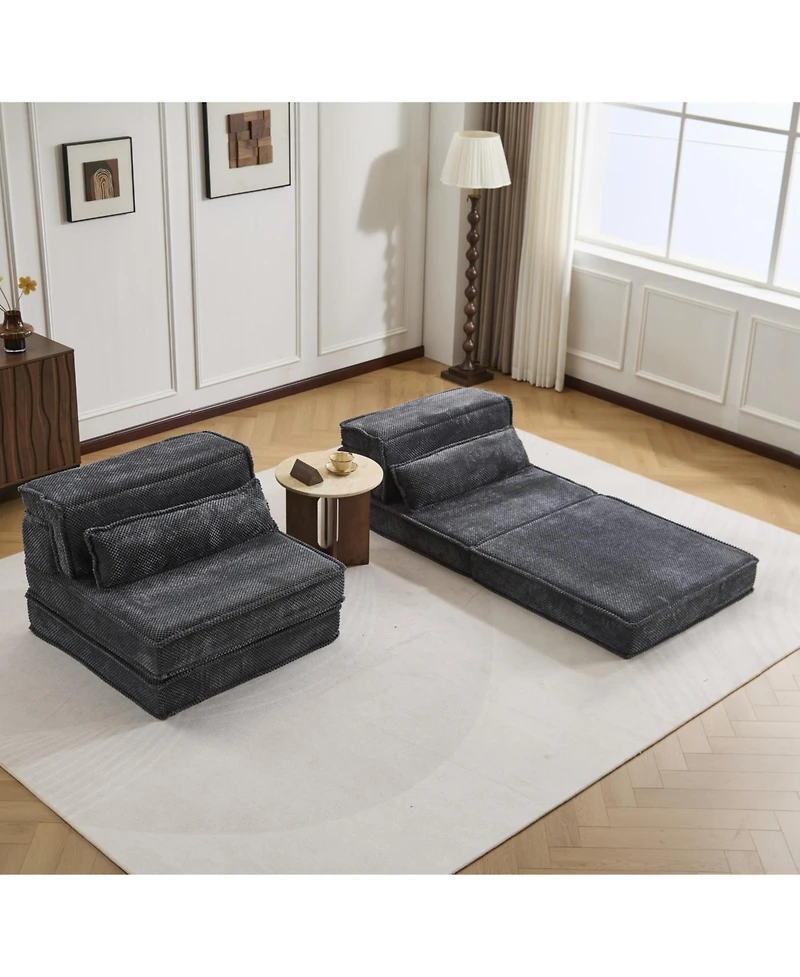 Streamdale Furniture Compression Sofa, Convertible Floor Sofa Bed, Modular Sectional Sofa, Dark Grey
