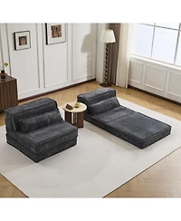 Streamdale Furniture Compression Sofa, Convertible Floor Sofa Bed, Modular Sectional Sofa, Dark Grey