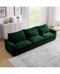 Streamdale Furniture 3 Seater Deep Seat Couch for Living Room, Green Corduroy