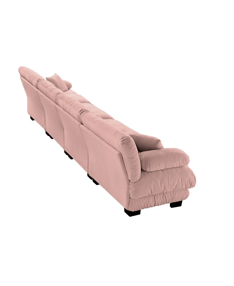 Streamdale Furniture Streamdale 4-Seater Chenille Modular Sectional Sofa Couch for Living Room, Pink