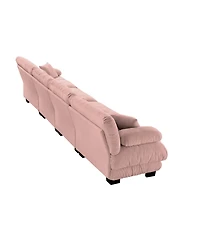 Streamdale Furniture Streamdale 4-Seater Chenille Modular Sectional Sofa Couch for Living Room, Pink