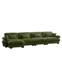 Streamdale Furniture L-Shaped Cloud Sofa, Convertible 4-Seater Modular Couch, Olive Green