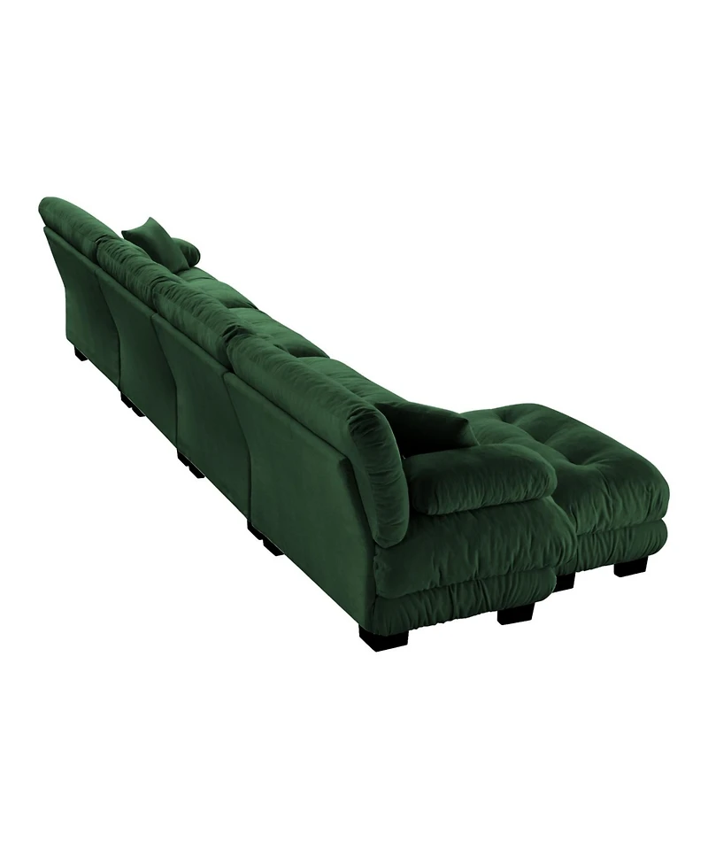 Streamdale Furniture Streamdale Free Combination Modular Sectional Sofa, L-Shaped Couch, 4-Seater Green