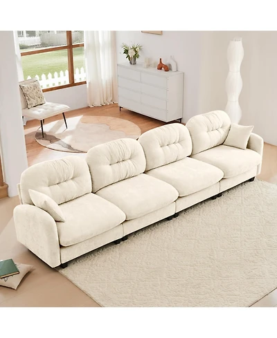 Streamdale Furniture Four-Seater Modular Chenille Sectional Couch with Pillows, Beige