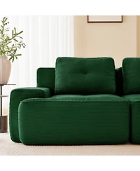 Streamdale Furniture Streamdale Modern L-Shaped Corduroy Sectional Sofa with Movable Ottoman - Green