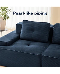 Streamdale Furniture Modern Modular Sectional Sofa, Corduroy Fabric, Oversized 3-Seater Couch, Blue