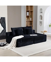 Streamdale Furniture Double Lounge Chaise Cloud Plush Sofa Bed, Upholstered No Assembly Required Black