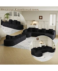 Streamdale Furniture Streamdale L-shaped curved modular sofa, modern design, lychee-textured polyester fabric, curved backrest