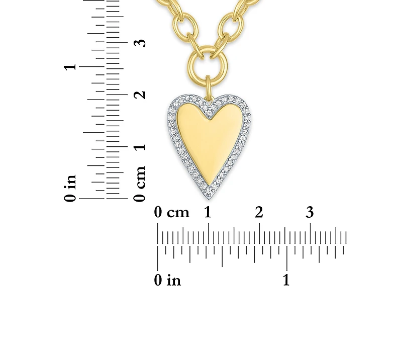 Macy's White Diamond Pendant Necklace (1/4 ct. t.w.) in 14k Yellow Gold Over Sterling Silver