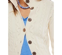 Free People Women's Cable Collar Cardigan Sweater