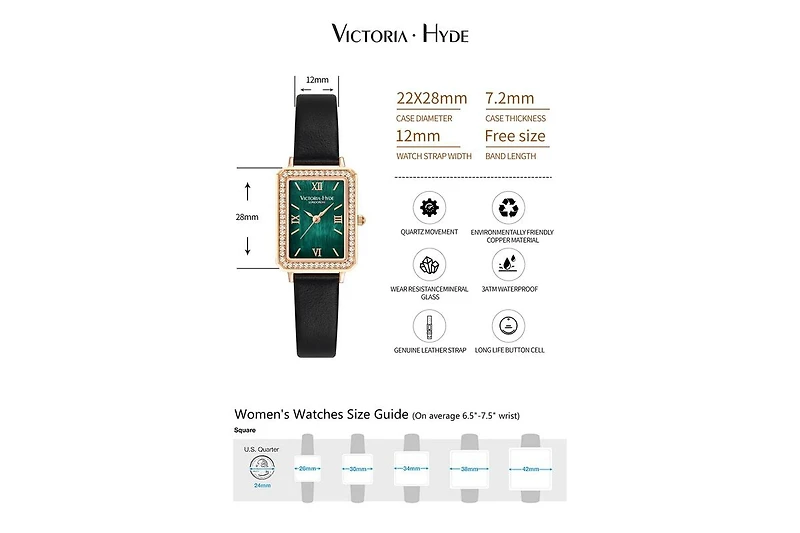 Women's Crystals Stainless Steel Bracelet Watch 22×28mm Westminster Victoria Hyde