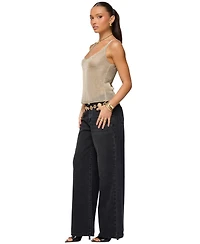 Edikted Womens Ery Wide Leg Mid Rise Jeans