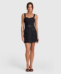 Avec Les Filles Women's Utility Sweetheart Neck Mini Dress