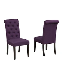 Streamdale Urban Style Wood Dark Wash Turned-Leg Dining Set: Table and 4 Chairs, Purple