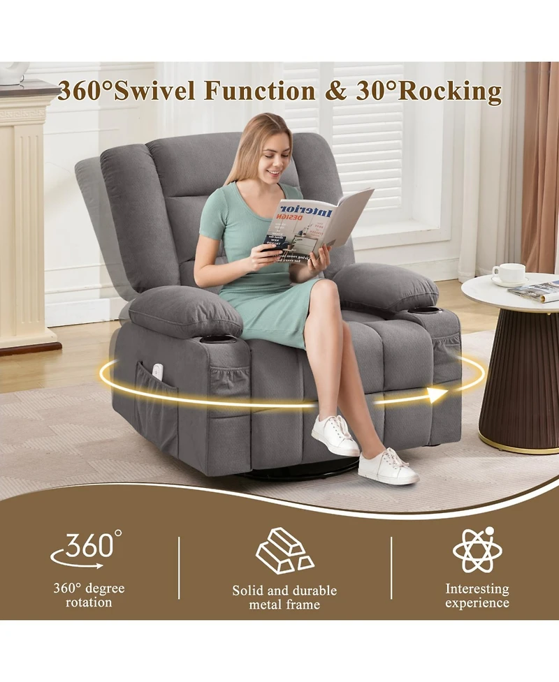 Streamdale Kneading Massage Rocker Recliner Chair with Heat, Usb Port, 2 Cup Holders