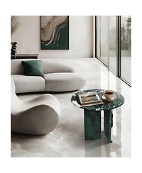 Streamdale Green natural marble coffee table, 17.7" x 15.8