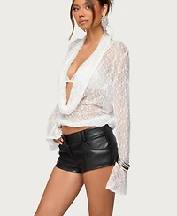 Edikted Women's Lera Lacey Sheer Mesh Top