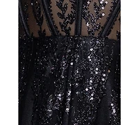 Blondie Nites Juniors' Sequin Illusion Ball Gown