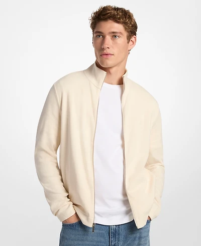 Michael Kors Men's Ribbed Mock Neck Zip-Up Sweater