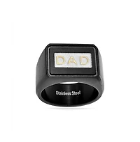 Bling Jewelry Large Square Word Dad Signet Band Ring Stainless Steel