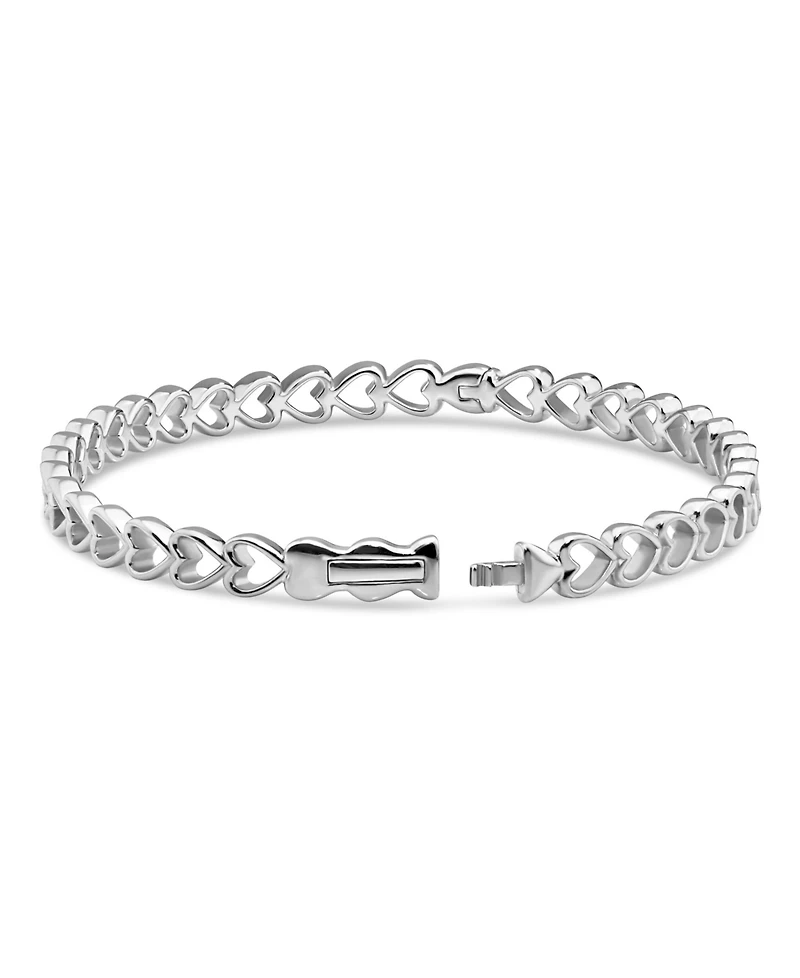 Devata Open Heart Bangle Bracelet in Rhodium Plated Sterling .
