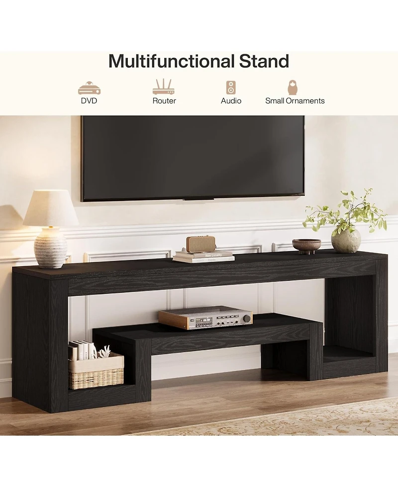 Tribesigns 63-Inch Tv Stand for 55/60/65/75-Inch TVs, Farmhouse Entertainment Center, Rustic Brown