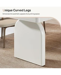 Tribesigns Modern Dining Table for 4-6 People, Rectangular White Glossy Kitchen Dining Room Table