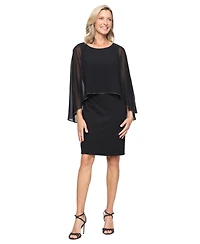 Sl Fashions Women's Short Glitter Knit Sheath Dress